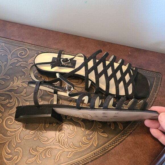 Pappagallo VTG Black Strappy Sandals Size 10M Leather Sandal Made in Brazil - Picture 5 of 7